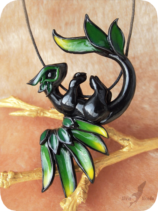 Tropical forest dragon  necklace