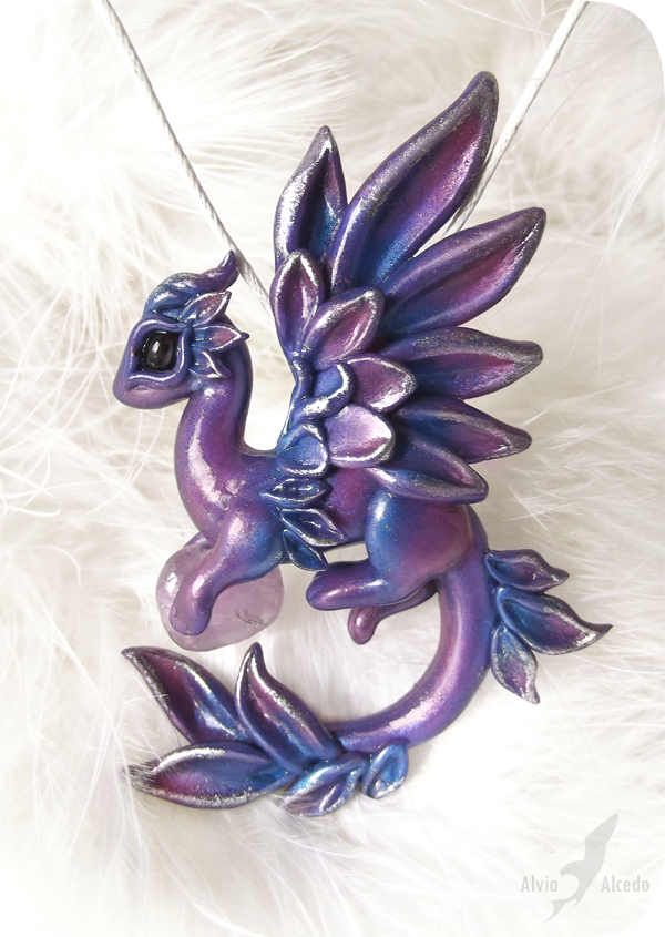 Space amethyst dragon necklace