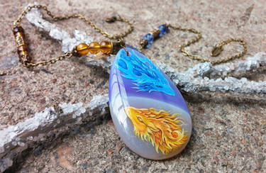 Fire and Ice dragons - necklace