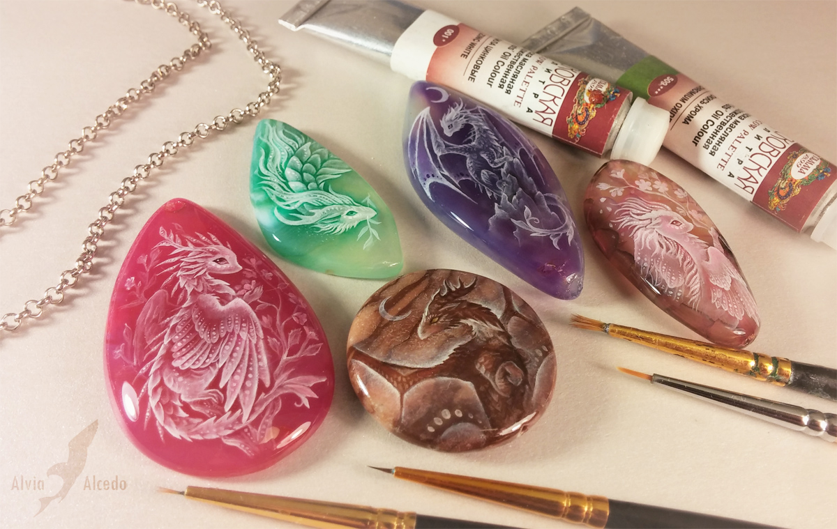 Dragon stone paintings