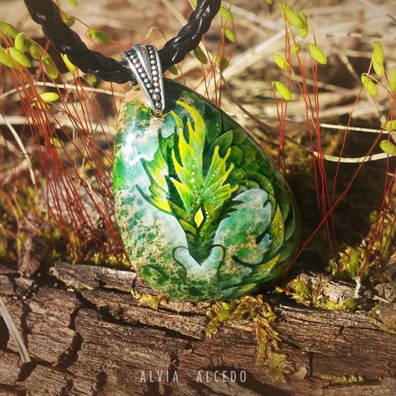 Green jasper dragon by AlviaAlcedo