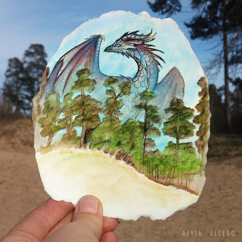 Art vs reality: Dragon above the trees by AlviaAlcedo Art vs reality: Dragon above the trees by AlviaAlcedo