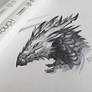 Sketch of a grey dragon