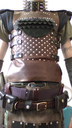 Side opening brigandine vest (worn)