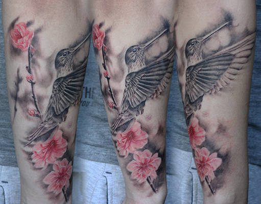 humming-bird tattoo by Angelique Grimm