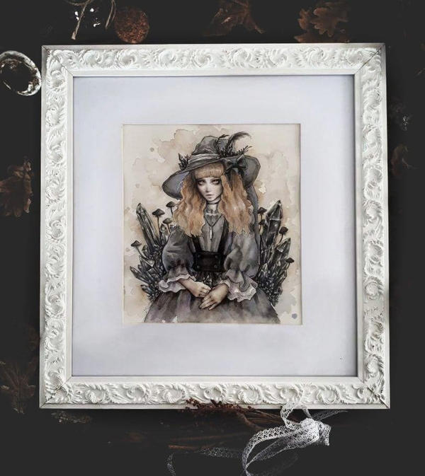 Black Crystal Witch Framed version by EnysGuerrero