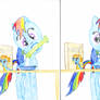 Rainbow Dash cooks breakfast