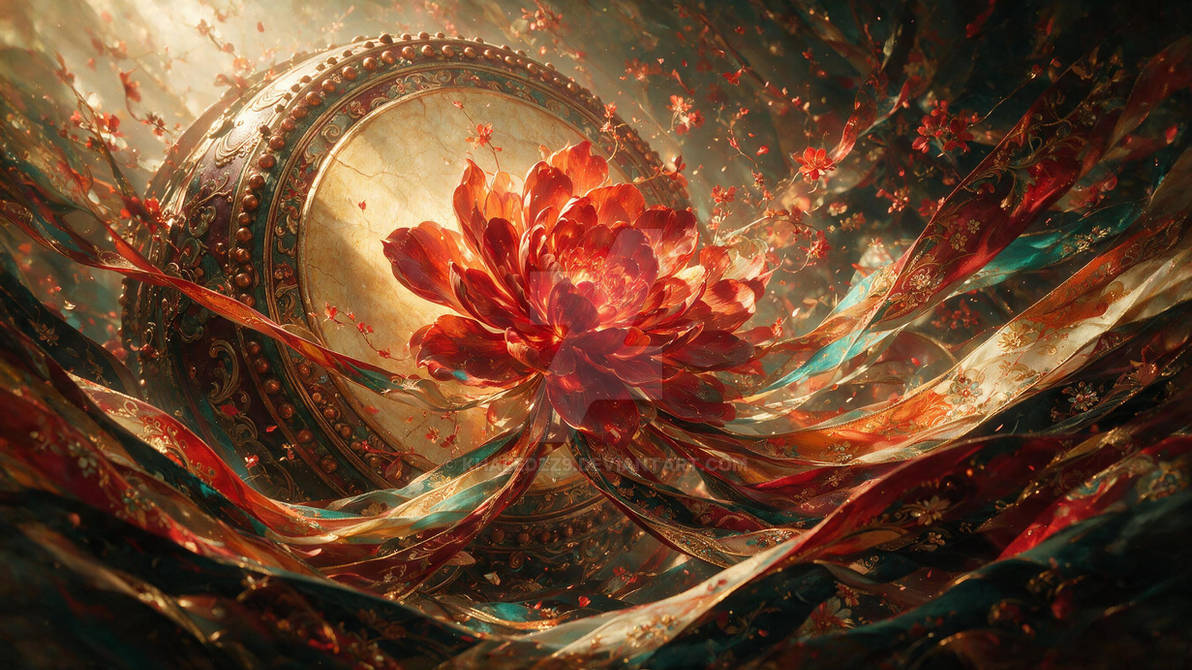 Crimson Bloom Beneath the Golden Veil + Prompt
