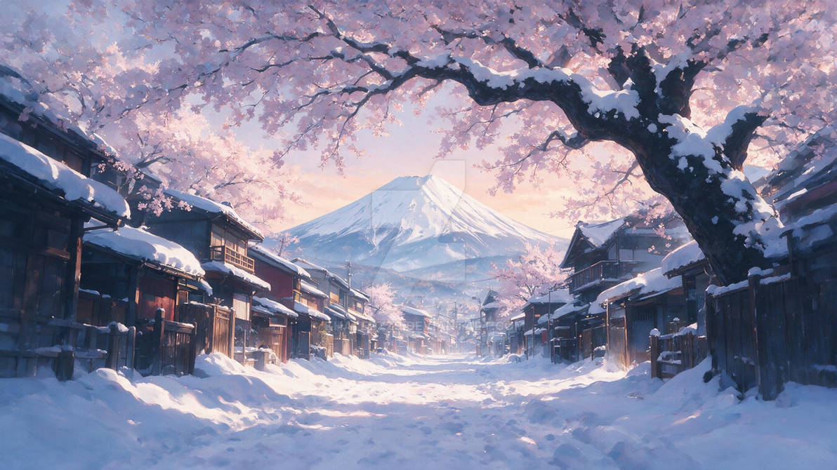 Snowfall Beneath the Sakura