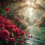Secret Rose Archway Stream – Sunlight Rays & Floating Rose Petals