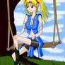 Girl on swing-colored