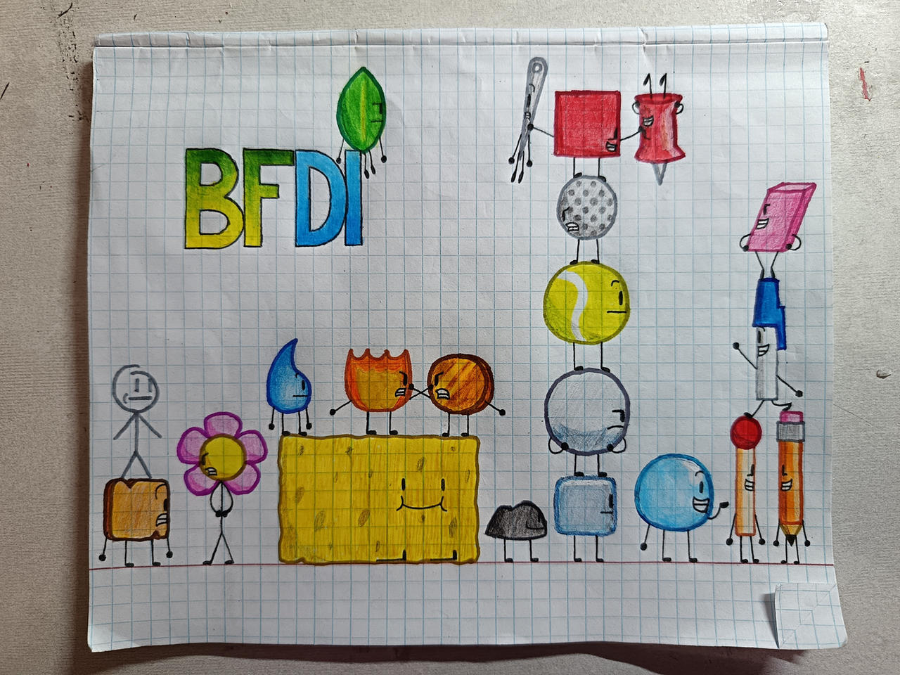 BFDI Cast in a Notebook Sheet by ObjectFlaggy on DeviantArt