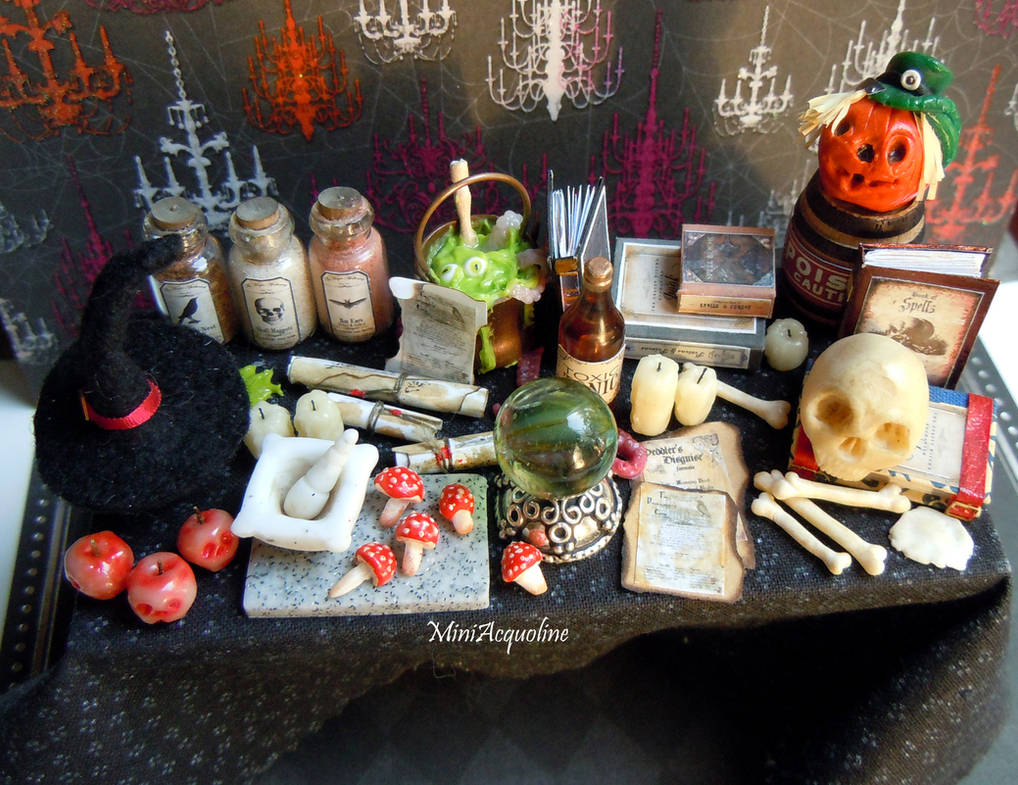 Witches Work Table Halloween witch or wizard miniature table by miniacquoline on DeviantArt