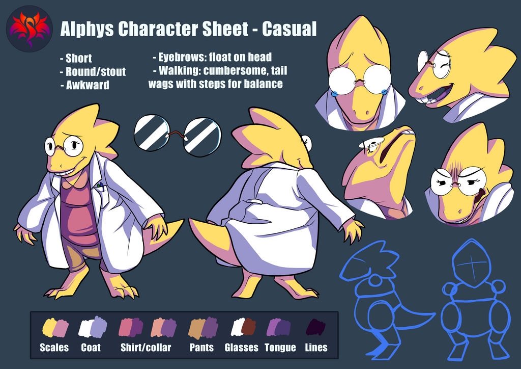 Alphys Character Reference Sheet (LOVE Series) by SavaPhoenixStudios on ...