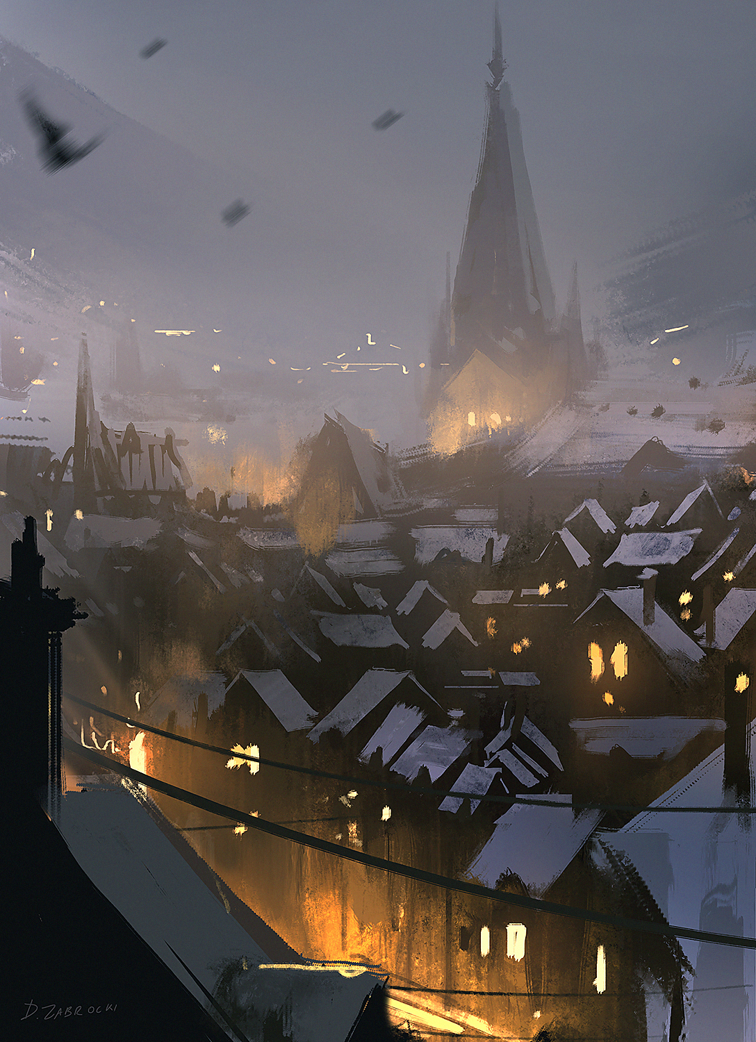 Snowy Rooftops (30min sketch)