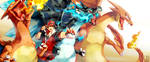 Pokemon : Triple Charizards by Sa-Dui