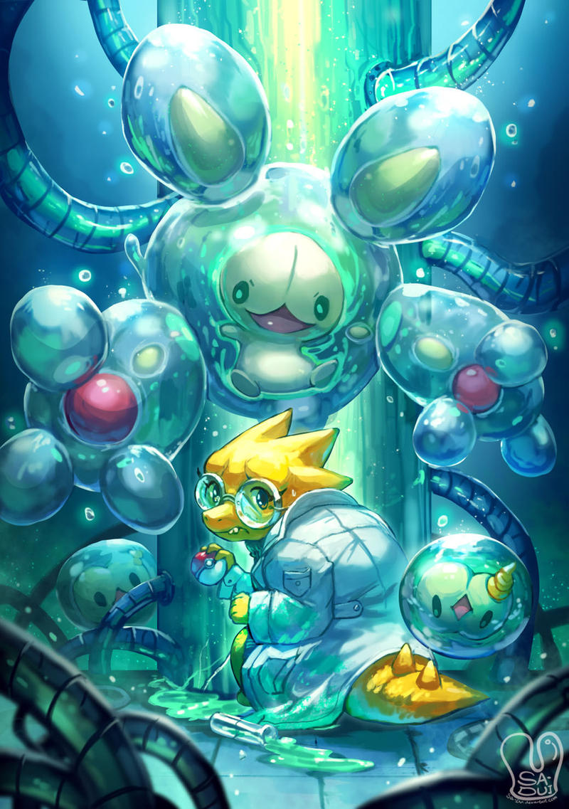 Pokemon x UNDERTALE : Alphys and Reuniclus by Sa-Dui