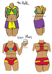 The Hulk and Iron Man Swimsuits