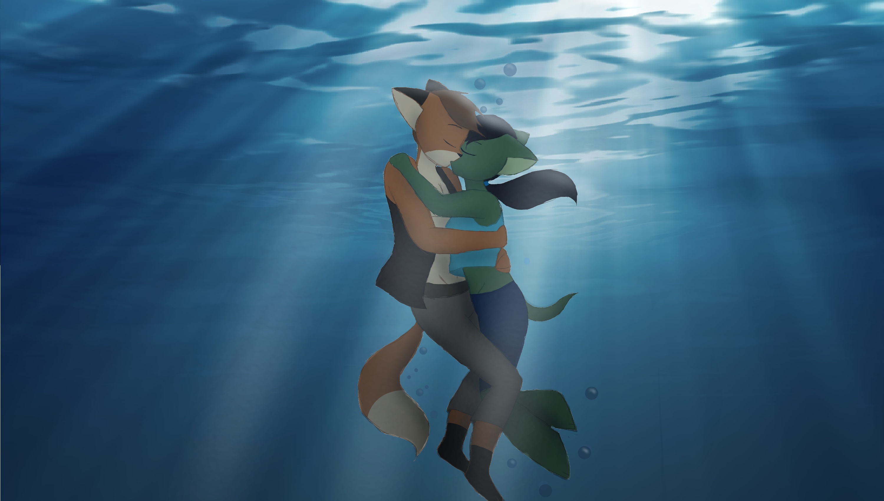 Underwater kiss