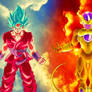 SSJ Blue Goku VS Golden Frieza