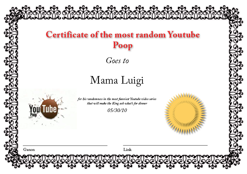 Certificate of Youtube Poop