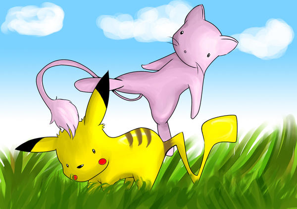 Pikachu and Mew - Ditto9 by draw-em-all on DeviantArt
