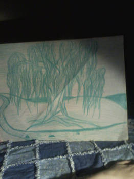 Tree in green crayon