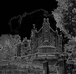 Haunted Mansion Photo Copy in Black and White 