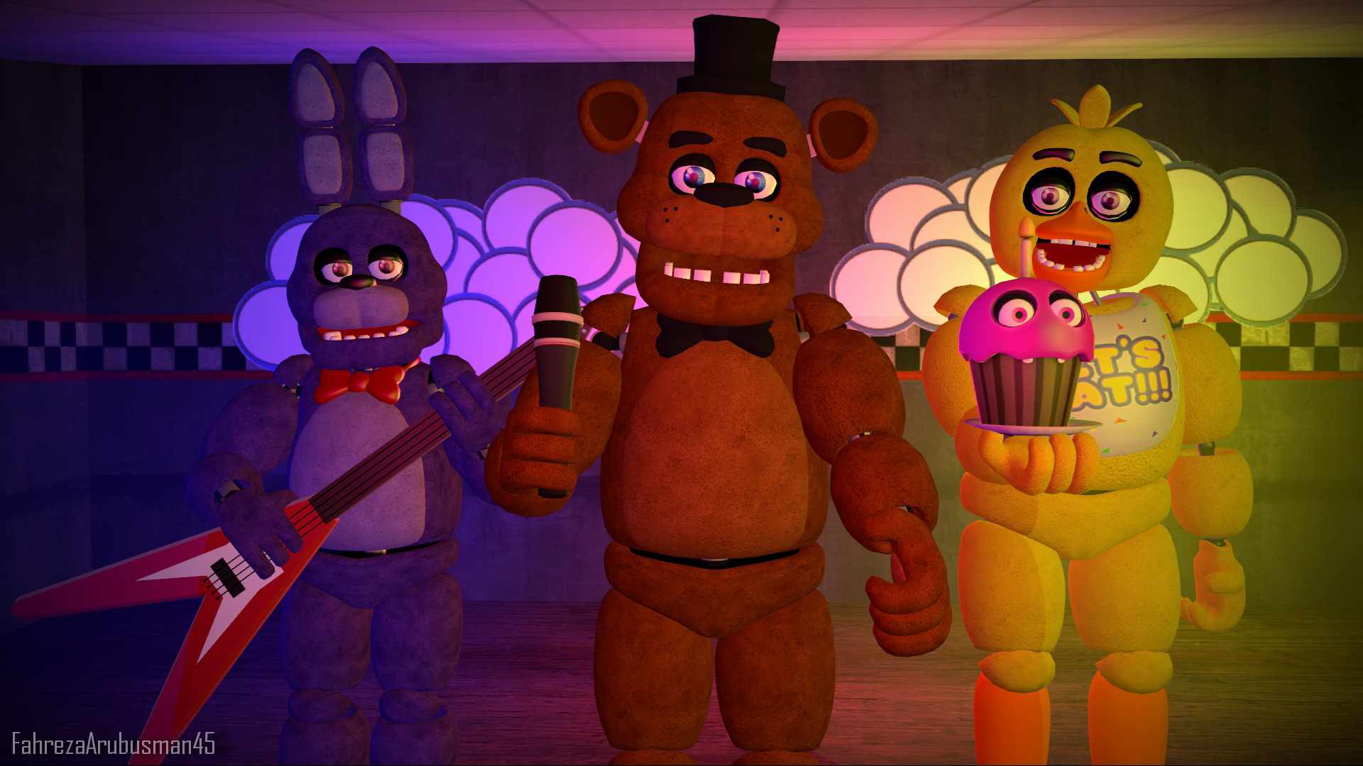 Fnaf 1 Animatronics in stage by zueiroooooooooooo on DeviantArt