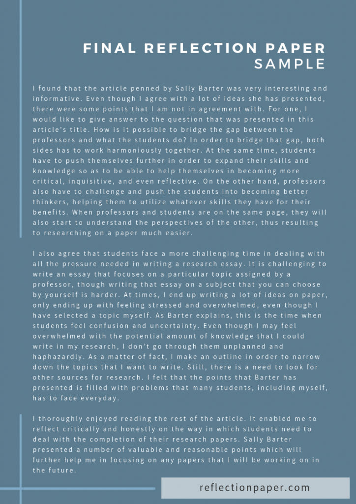 Reflection Paper Example How To Write A Reflection Paper