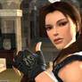 Lara Croft in Zell's stand