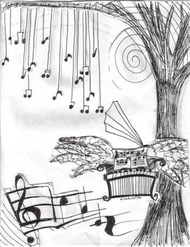 piano and tree