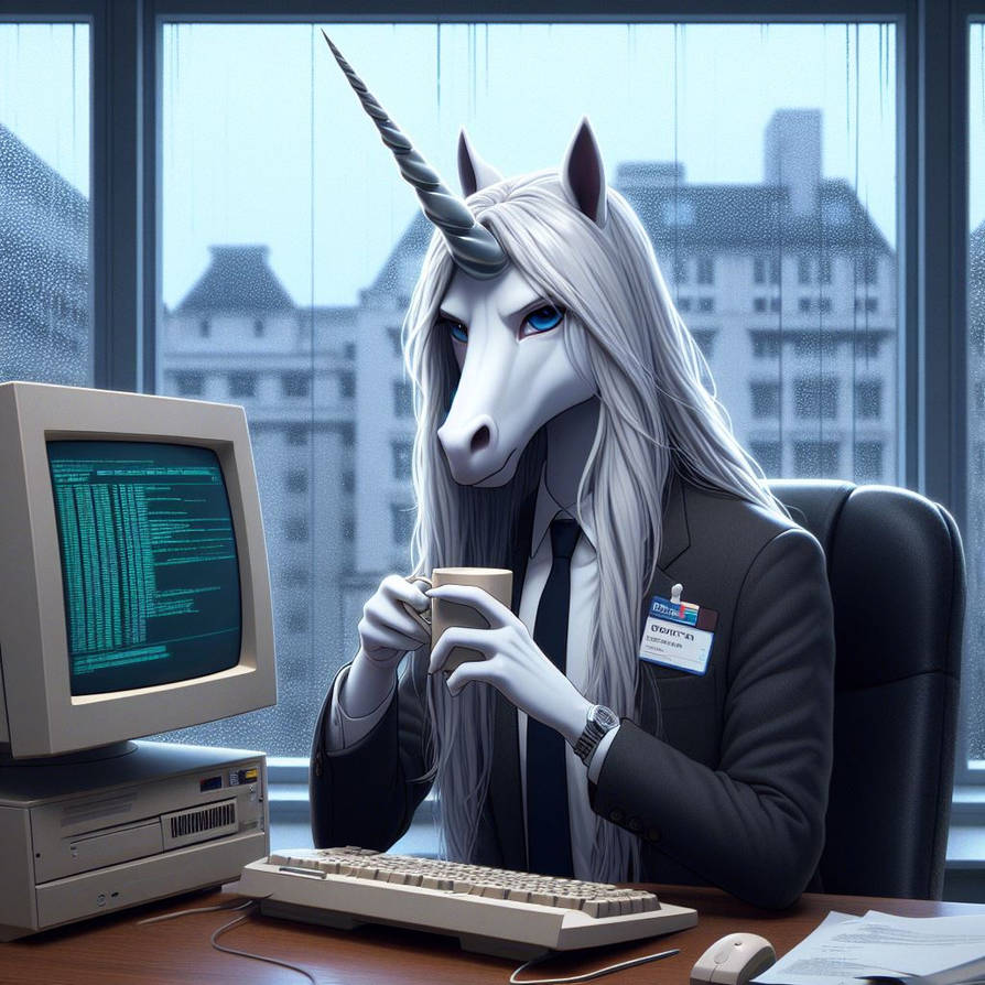 Unicorn at Work by DetectiveArthur on DeviantArt