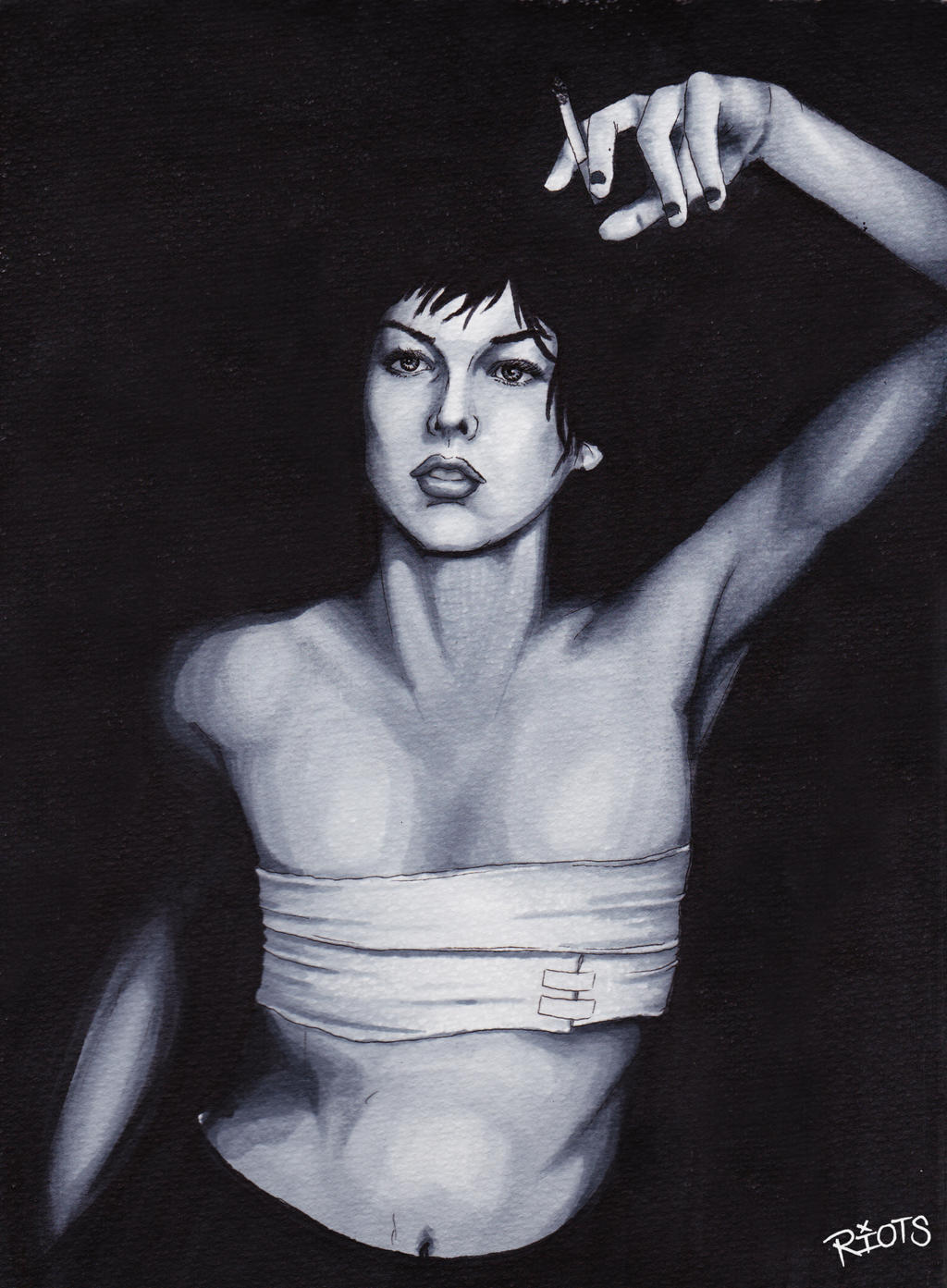 Milla Jovovich smoking by TomikoArt on DeviantArt