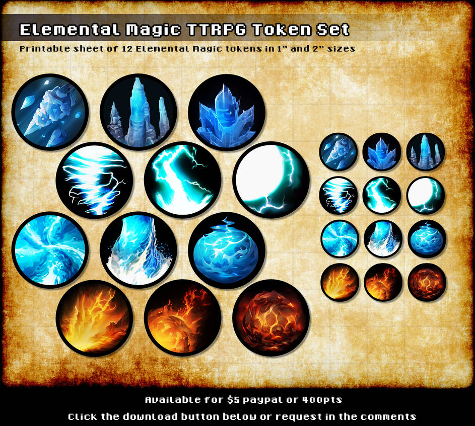 Elemental Magic TTRPG Token Set (P2U Resource) by LeviathansArmory on ...