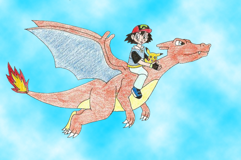 Ash Riding A Legendary Ash and Pikachu riding Charizard by Animedino1 on DeviantArt