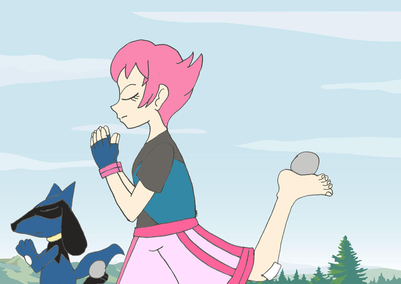 Maylene Young Maylene training with Riolu 2 by Animedino1 on DeviantArt