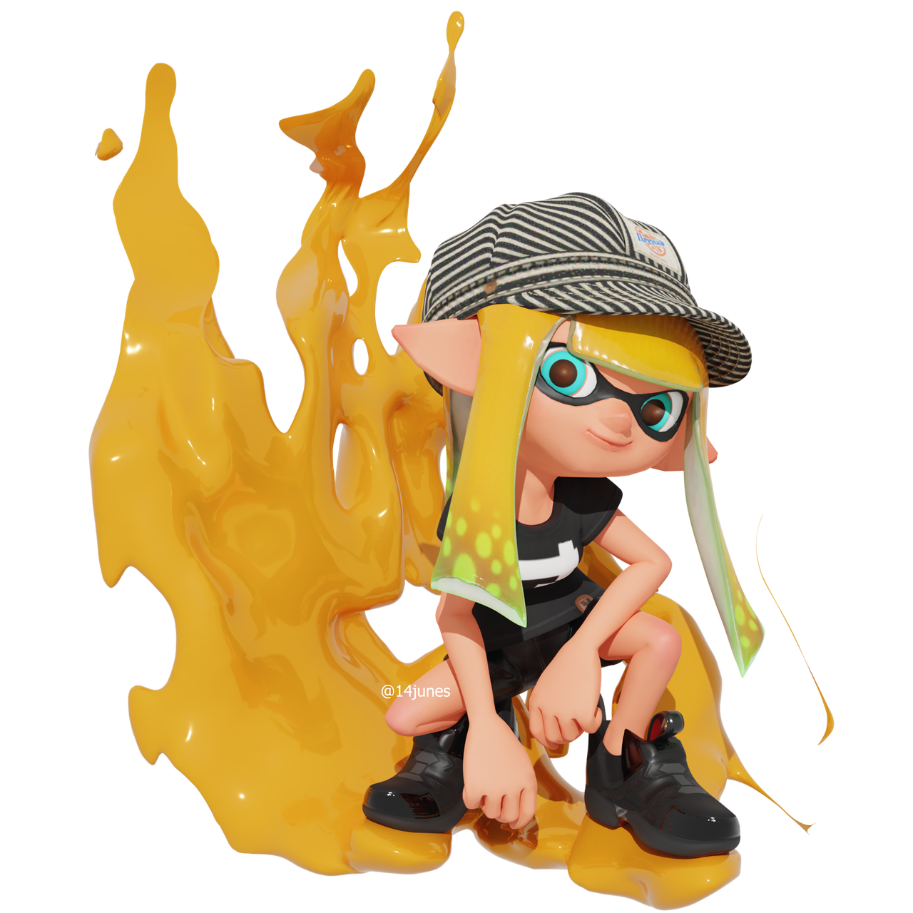 Splatoon 3 - Inkling Girl Render by 14junes on DeviantArt