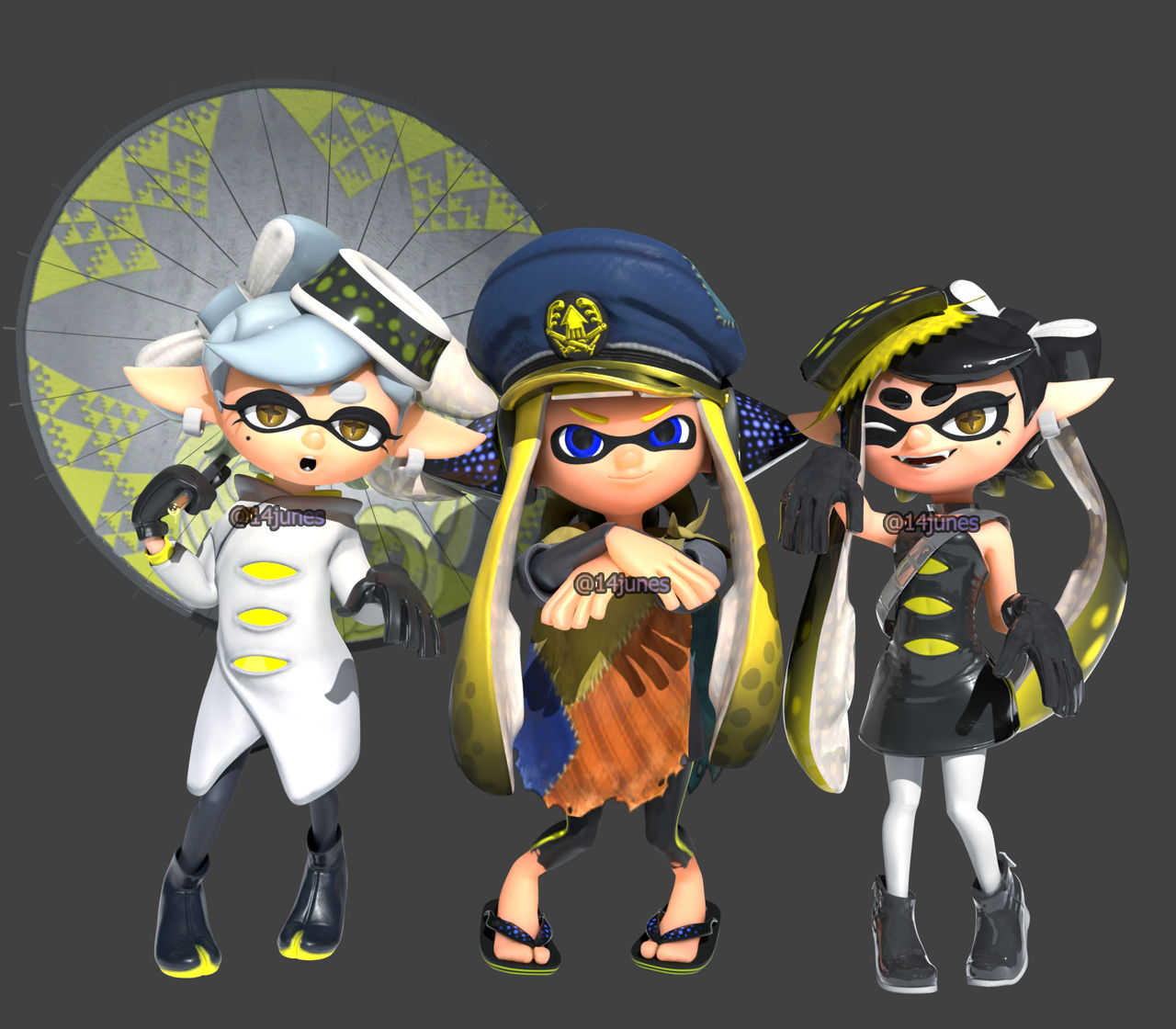 Splatoon 3 - Squid Sisters + Agent 3 Render by 14junes on DeviantArt