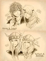 HTTYD: Hiccup and Astrid. Tuffnut and Ruffnut.