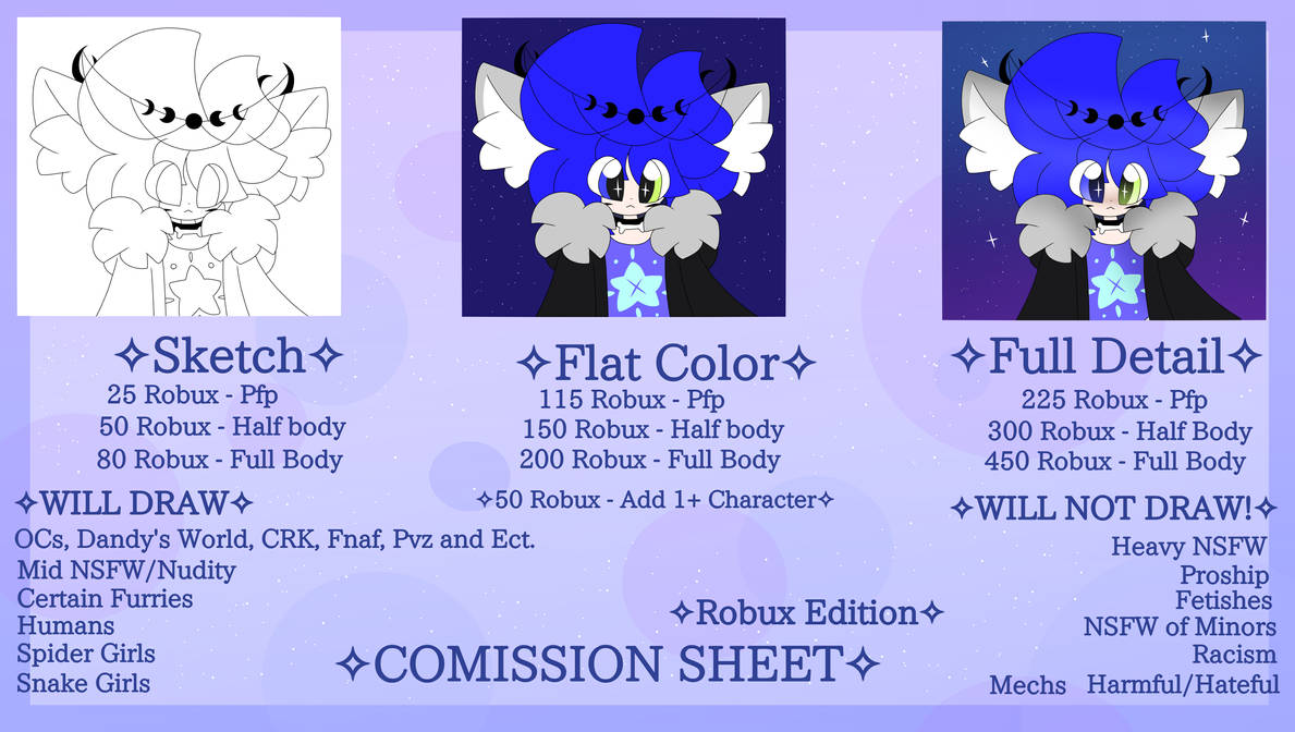 ~COMMISSION SHEET~ (Robux Edition) by XTheGoodoneX on DeviantArt