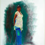 Portrait with blue trouser