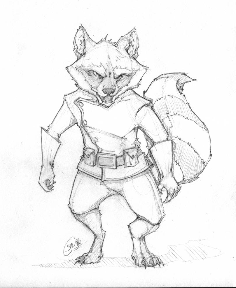 Rocket Raccoon Sketch by Megume on DeviantArt