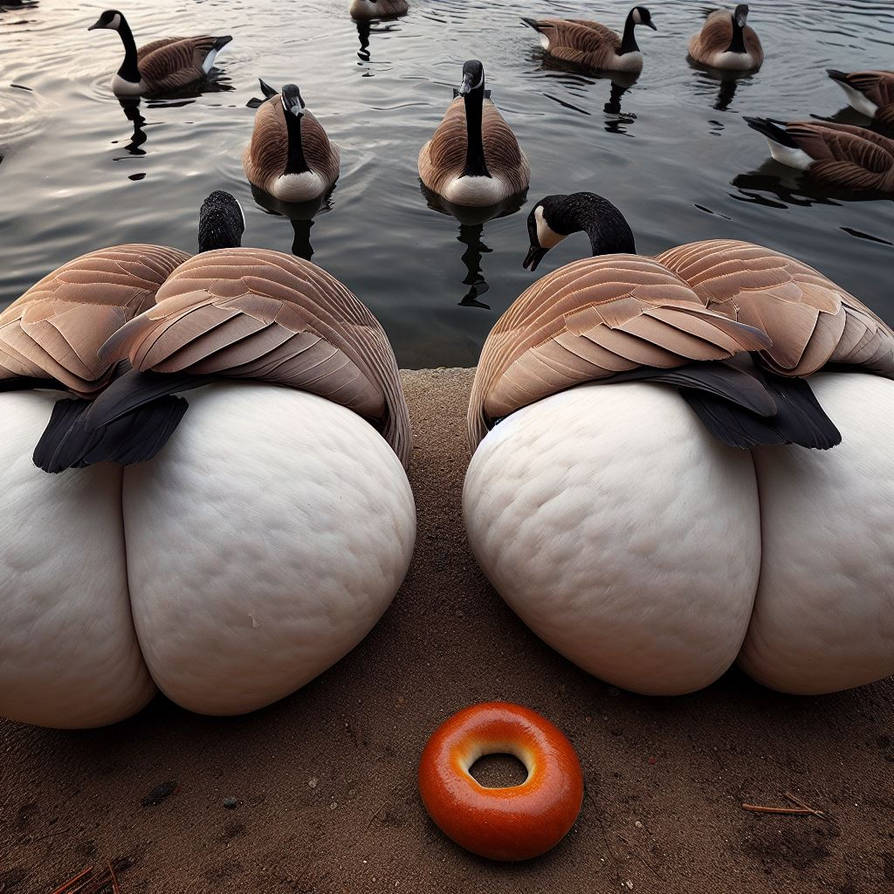 Fat Geese Two Fat Canada Geese Trying To Find A Bagel by PenguinDareangel12 on ...