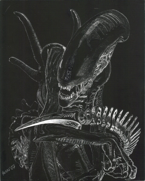 Xenomorph Scratchboard