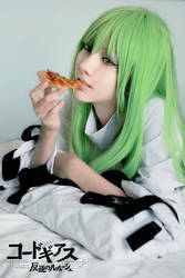 C.C with pizza