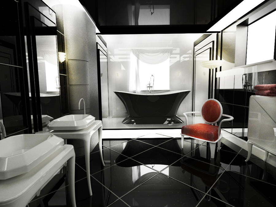 Black and White Bathroom Modern Design 