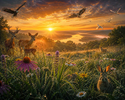 Serene Meadow at Sunrise
