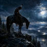Moonlit Rider in the Stormy Valley