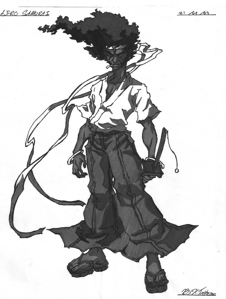 Afro Samurai 01- Grayscale by astroart000 on DeviantArt